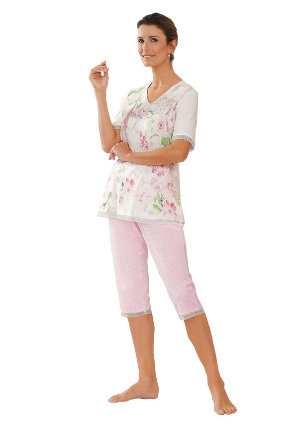 Halbarm-Pyjama mit Blütendruck