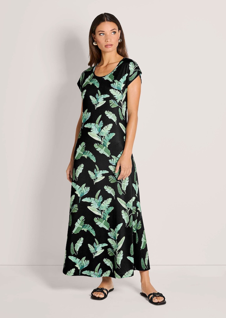 Maxi-Jerseykleid mit Blätterprint