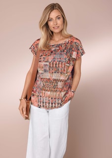 Ultraleichte Druckbluse aus reiner Baumwolle thumbnail 7