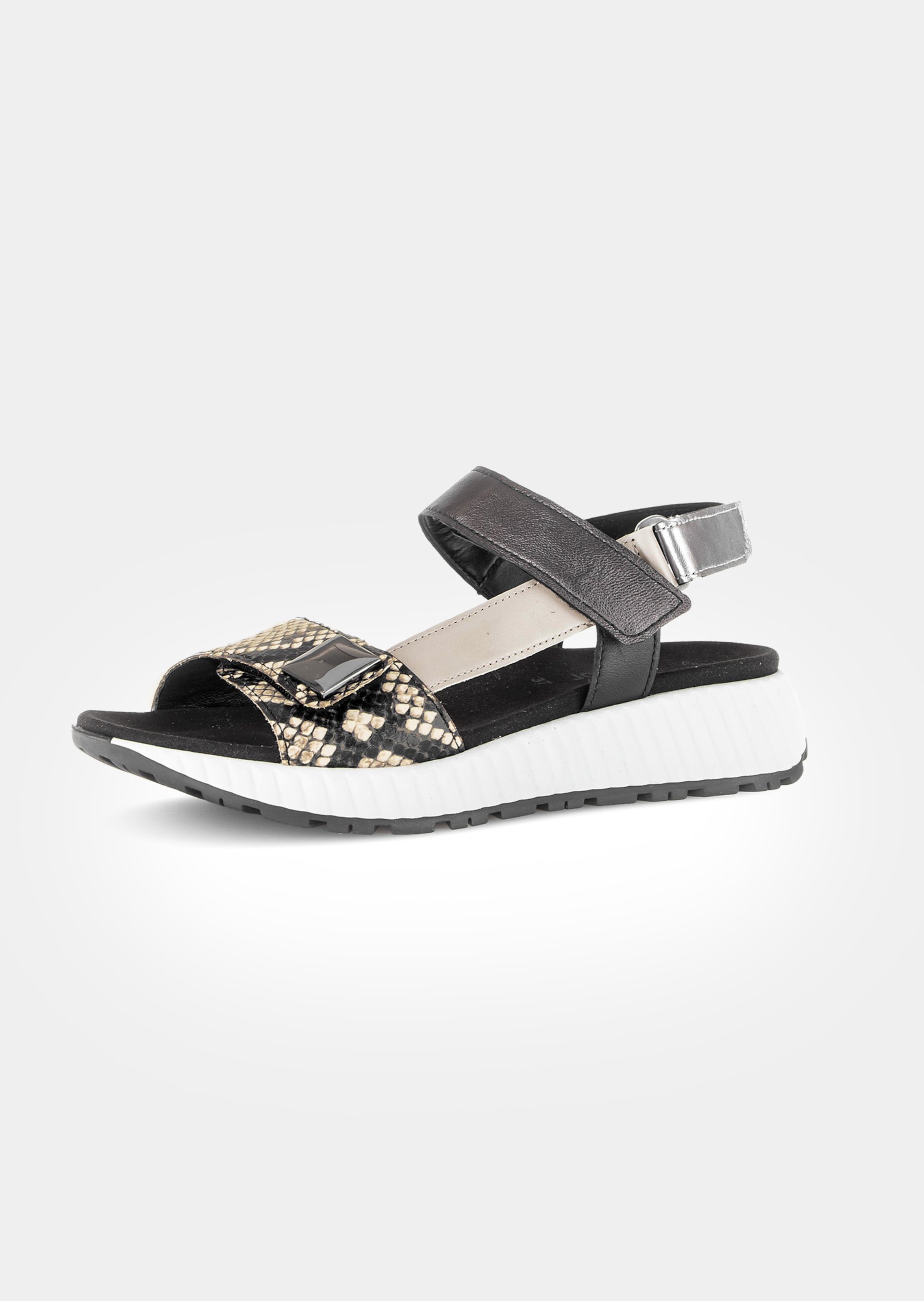 Sandalen im Reptilien-Look mit Metallic-Glanz
