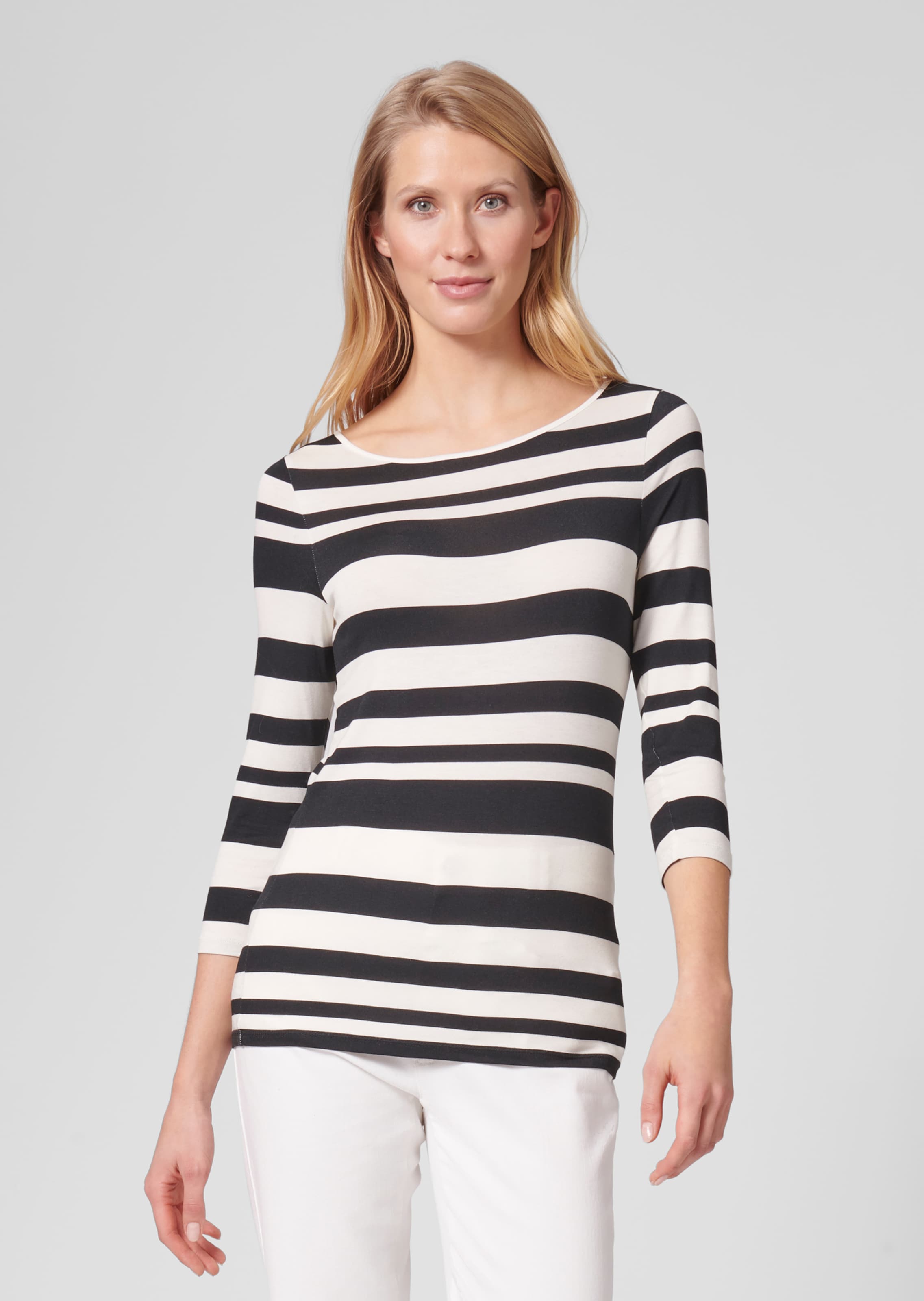 Striped shirt with boat neckline