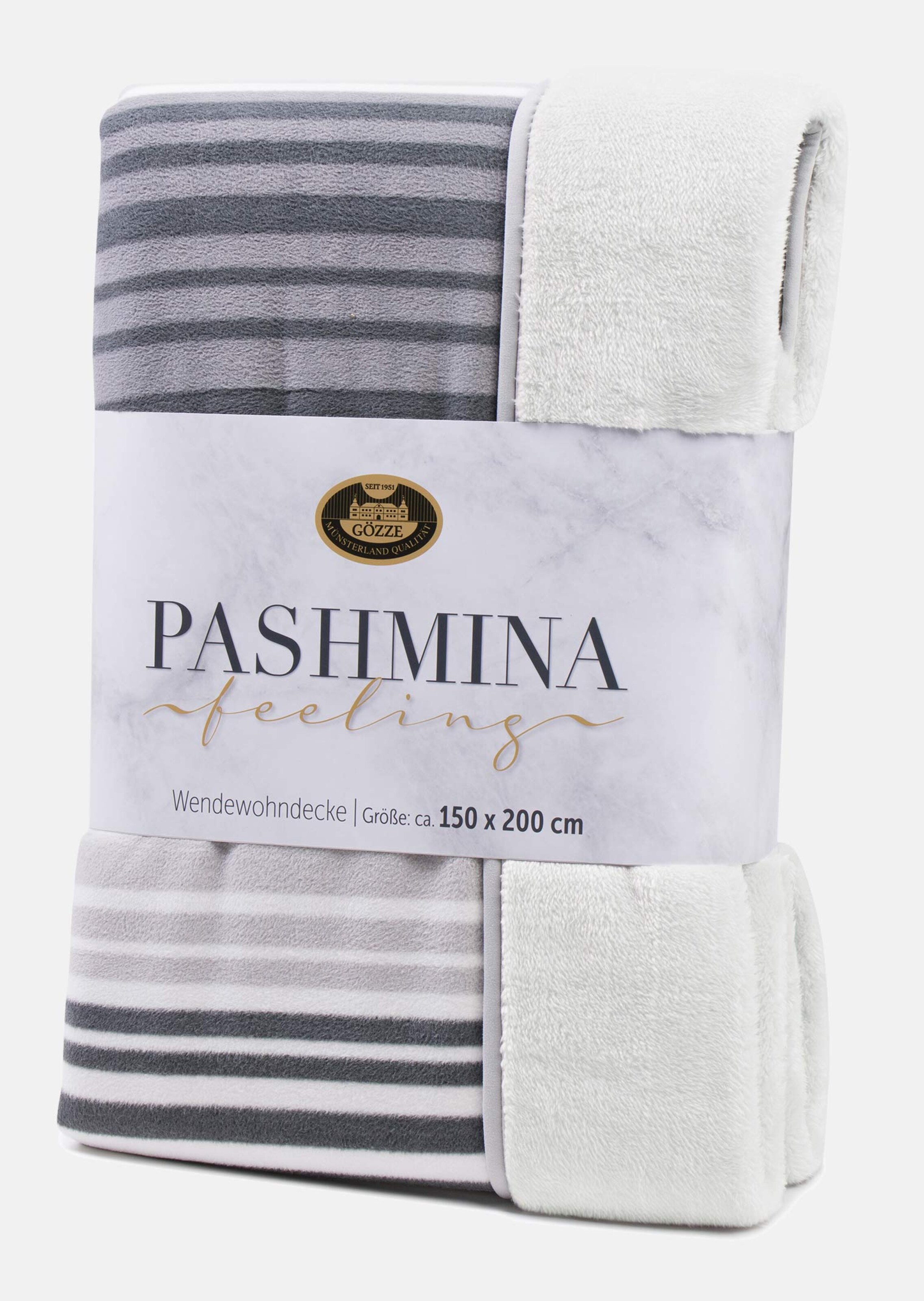 Couverture en microfibre - anthracite / rayé - Gr. 150 x 200 cm de Goldner Fashion