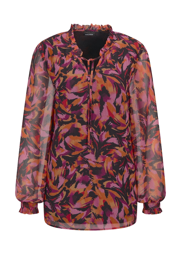 Blouse en voile, avec manches mi-transparentes