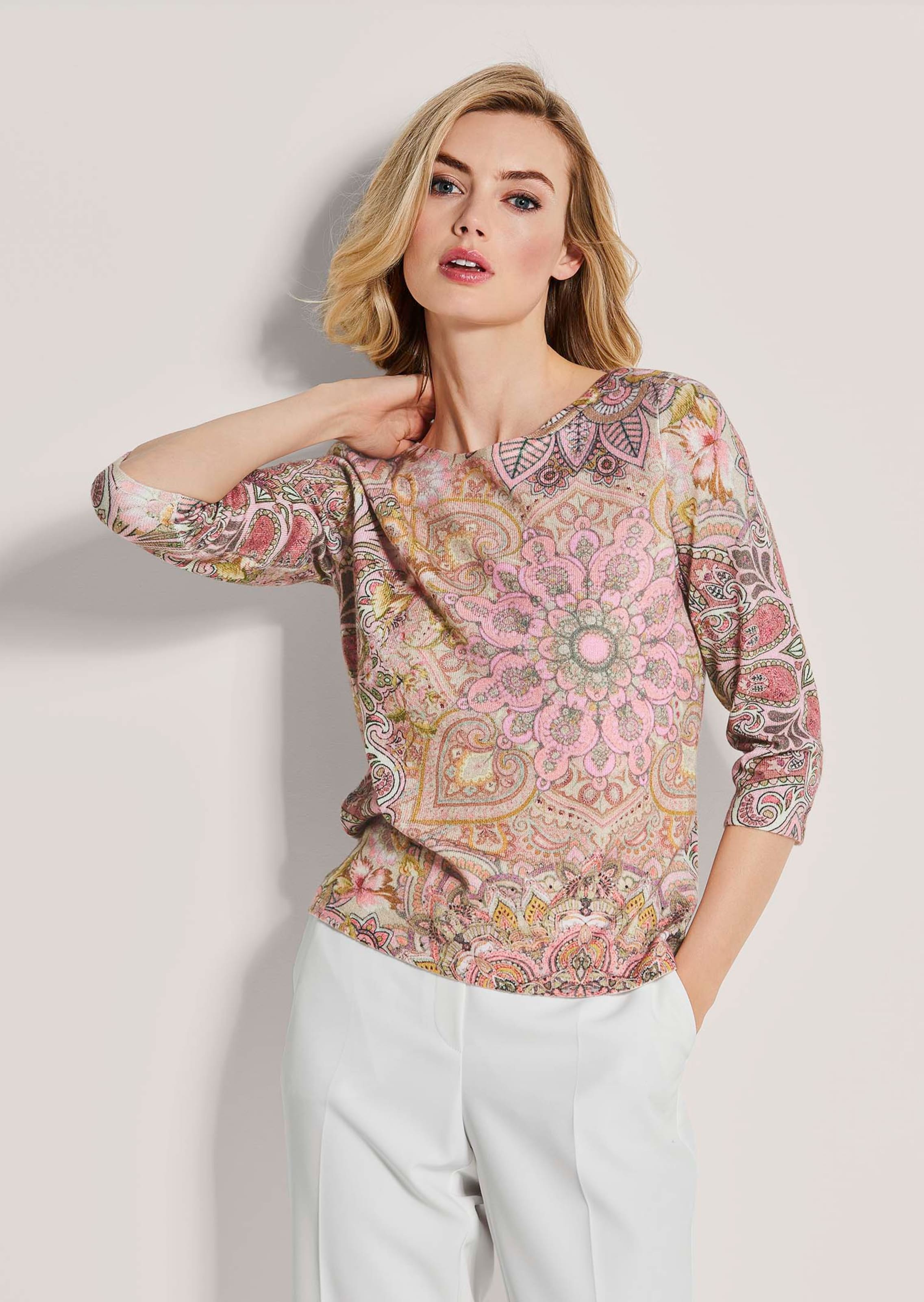 Kaschmir-Pullover mit Unikat-Print