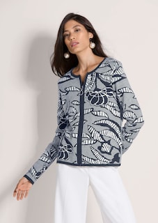 Blazer en maille à imprimé jacquard et zip thumbnail 1