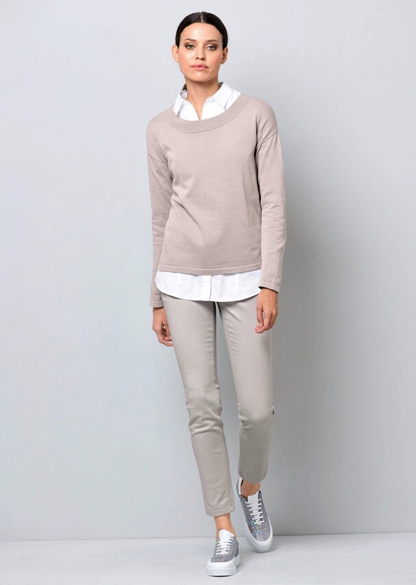Pullover mit breitem Beleg am Ausschnitt 1