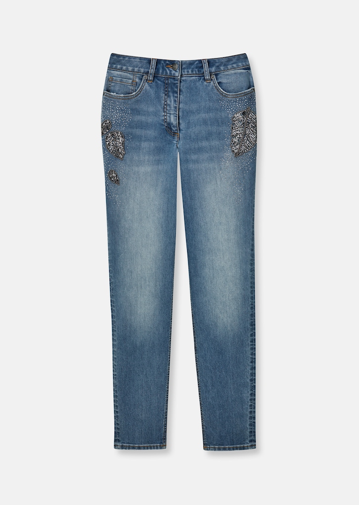 Five-Pocket-Jeans mit glanzvoller Dekoration 5