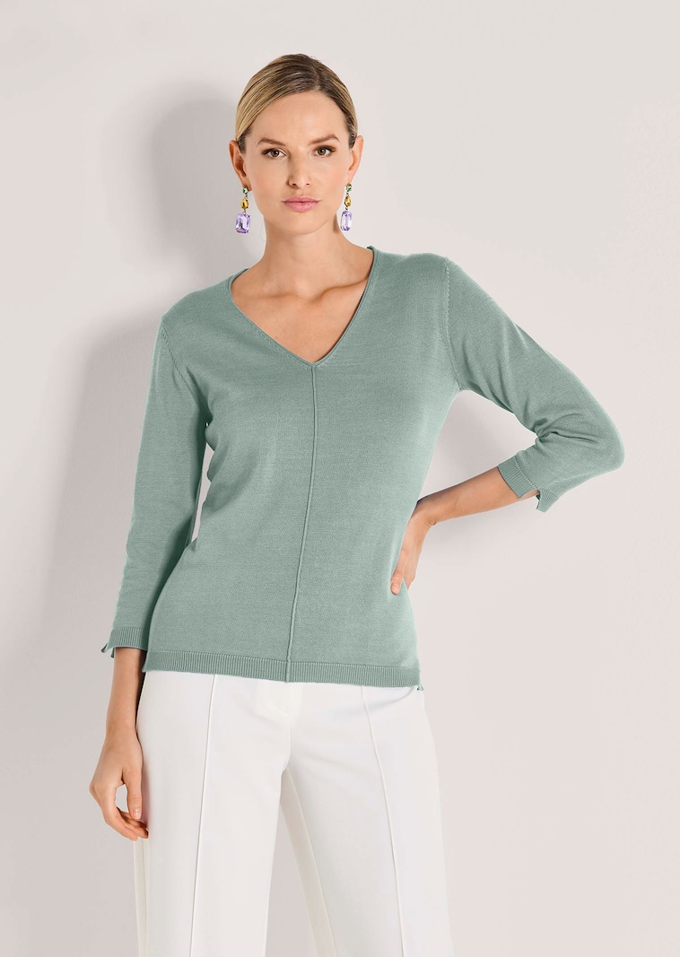 Baumwollpullover mit V-Ausschnitt