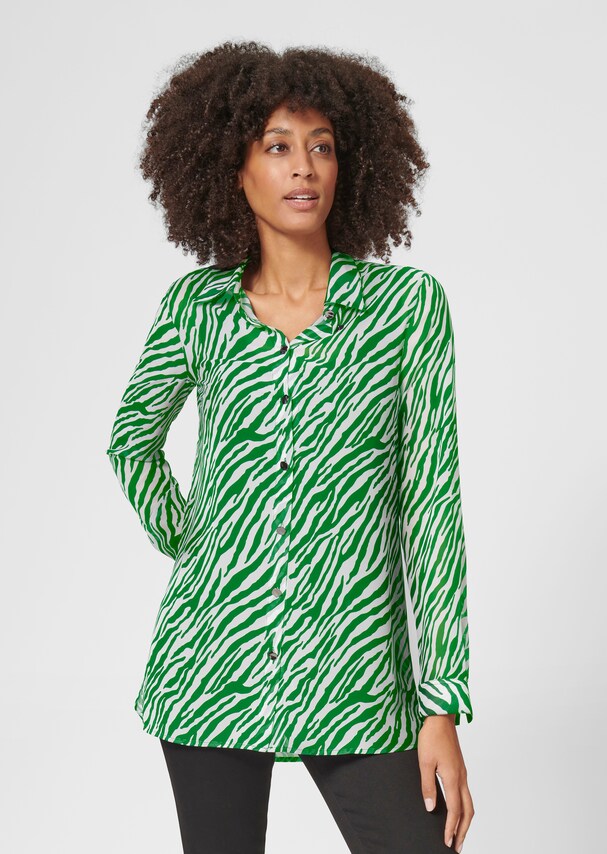 Long-line animal print blouse