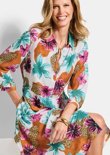 Hemdblusenkleid mit Leo Print und Blumen thumbnail 4