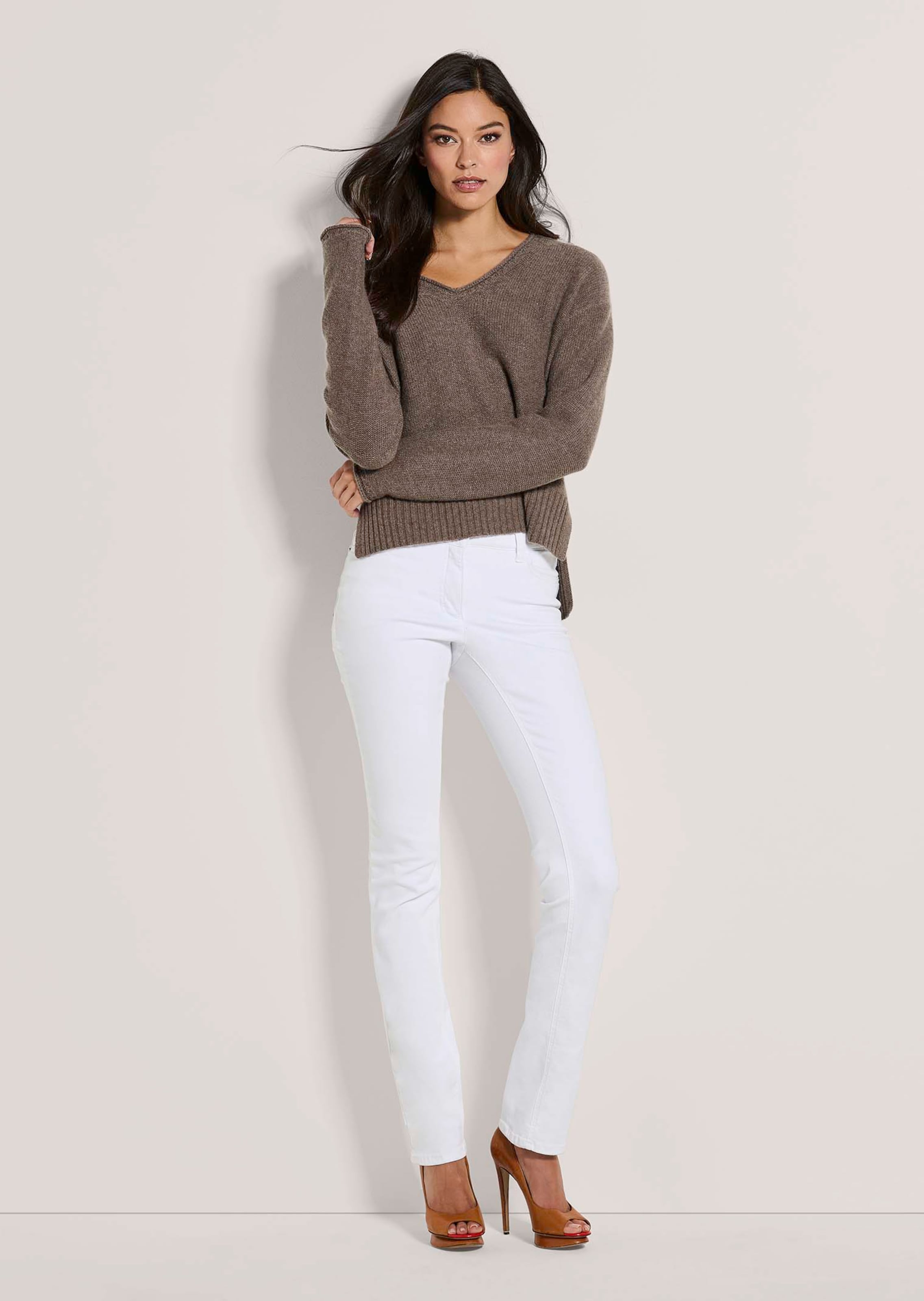 Kaschmir-Pullover mit Rollkanten