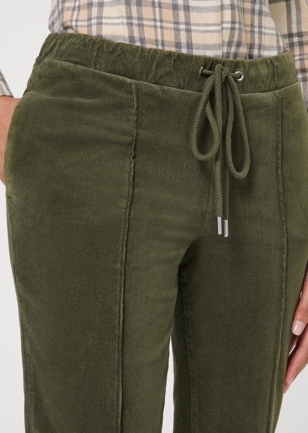 Cord-Joggpants mit Elastikbund und Zierbiese 4