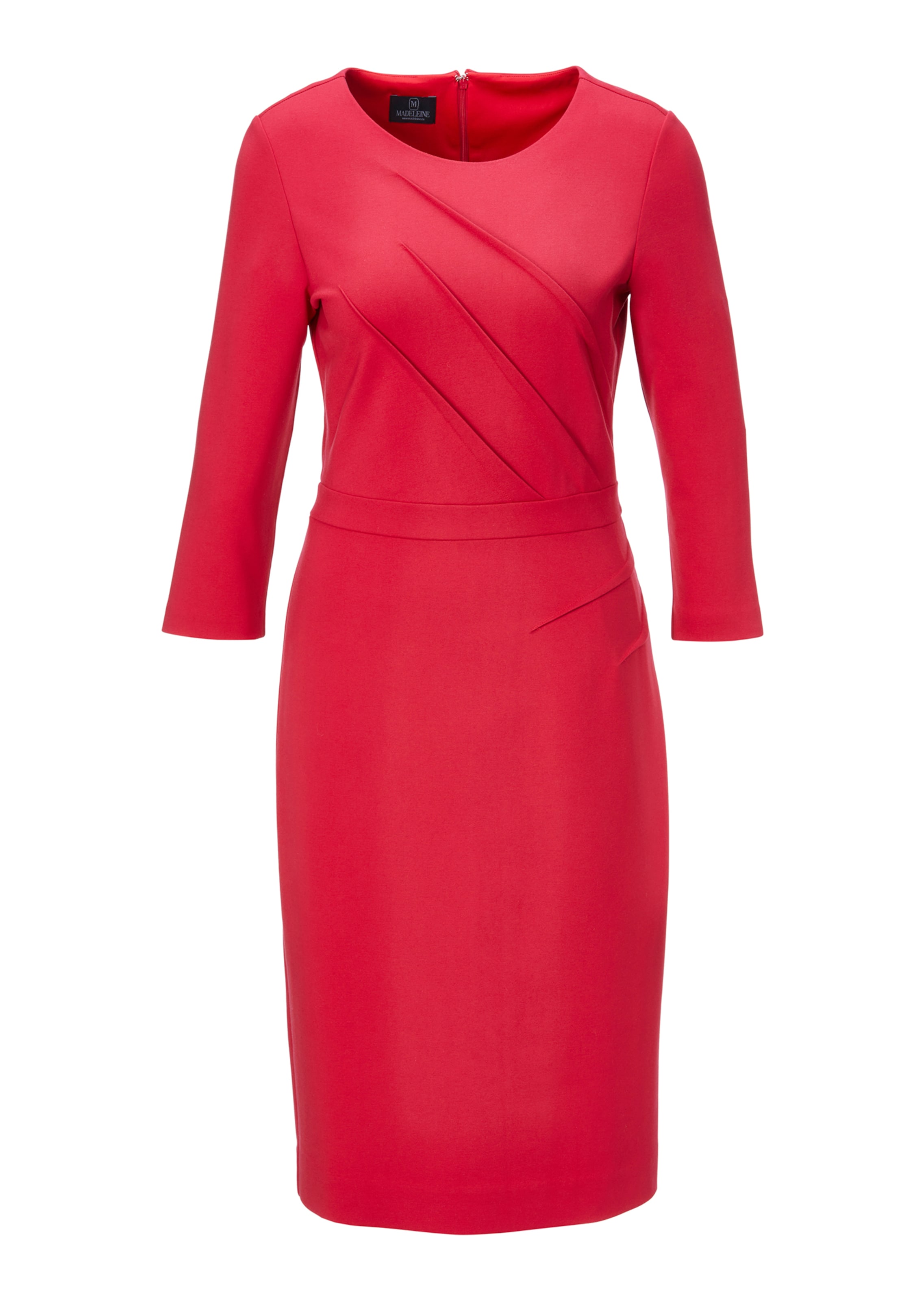 Slim jersey dress with 3/4-length sleeves and decorative piping