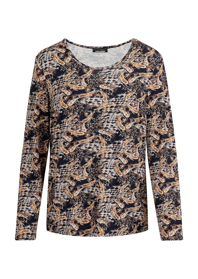 T-shirt en jersey imprimé cachemire et pied-de-poule