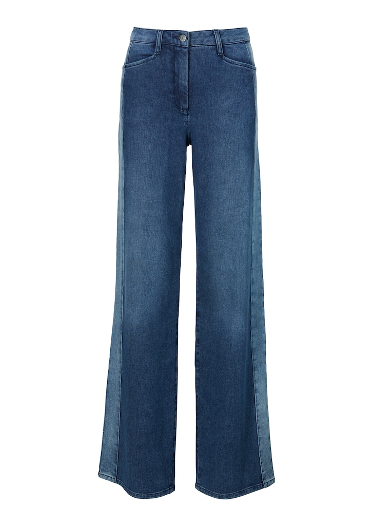 Jeans with side stripes in light-coloured denim