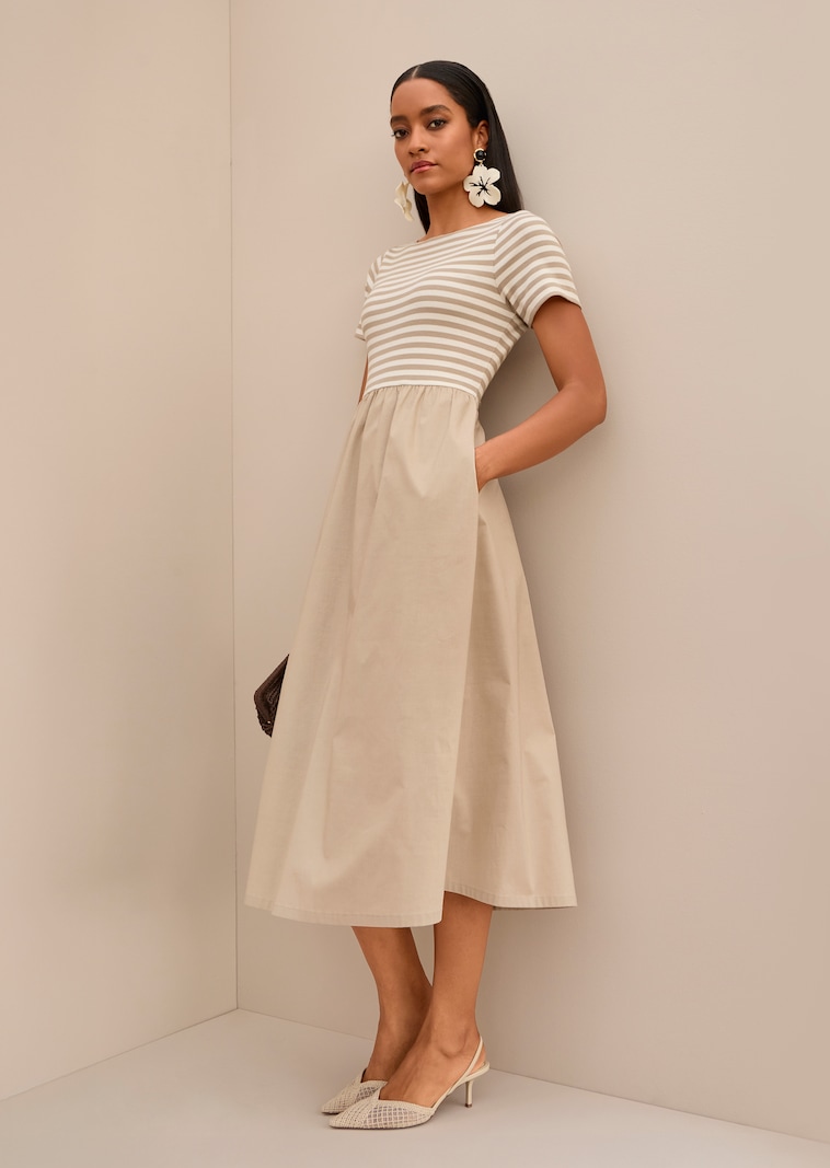 Robe rayée en mix de matières