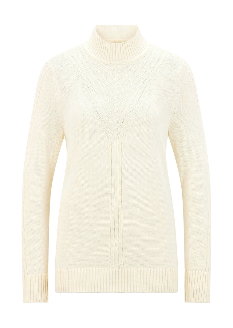 Pull en tricot avec col montant et motif côtelé
