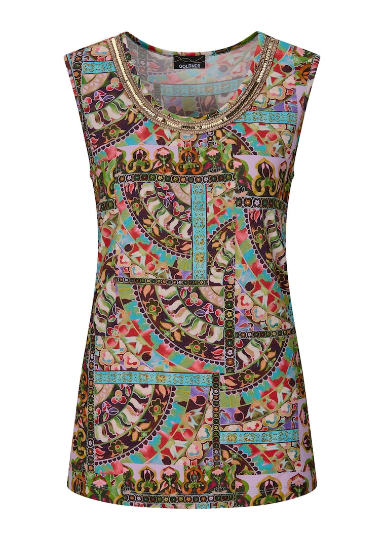 Jersey-Top mit Pailletten-Blende