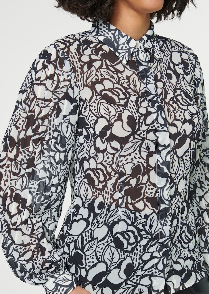 Bedruckte Bluse mit Plissee-Ärmeln 4