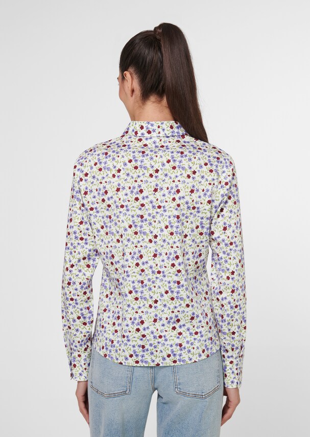 Short boxy blouse with millefleurs print 2