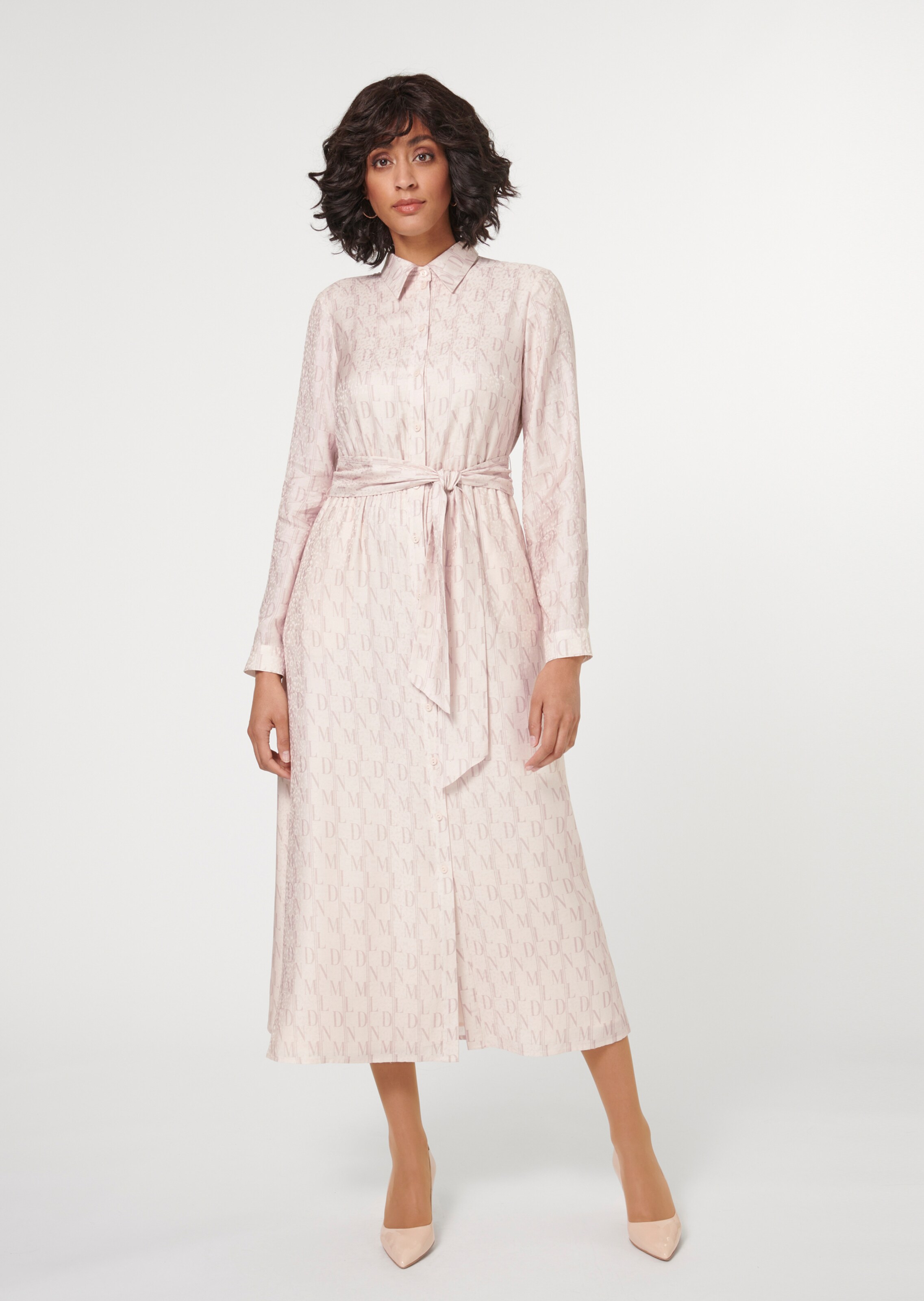 Bedrucktes Hemdblusenkleid mit Gürtel