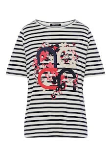 T-shirt à rayures avec motif sur le devant thumbnail 6