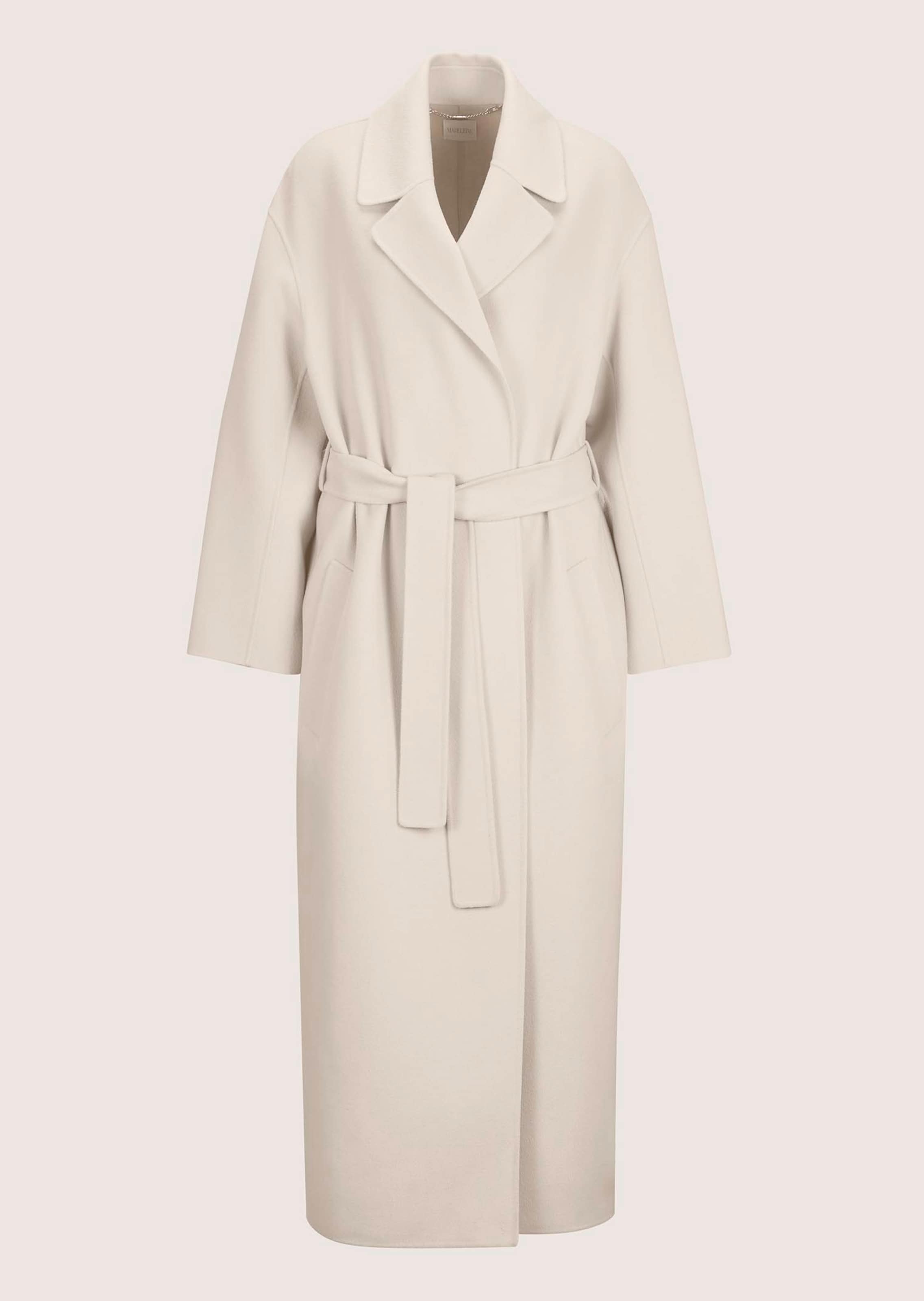 Long wool coat with tie belt