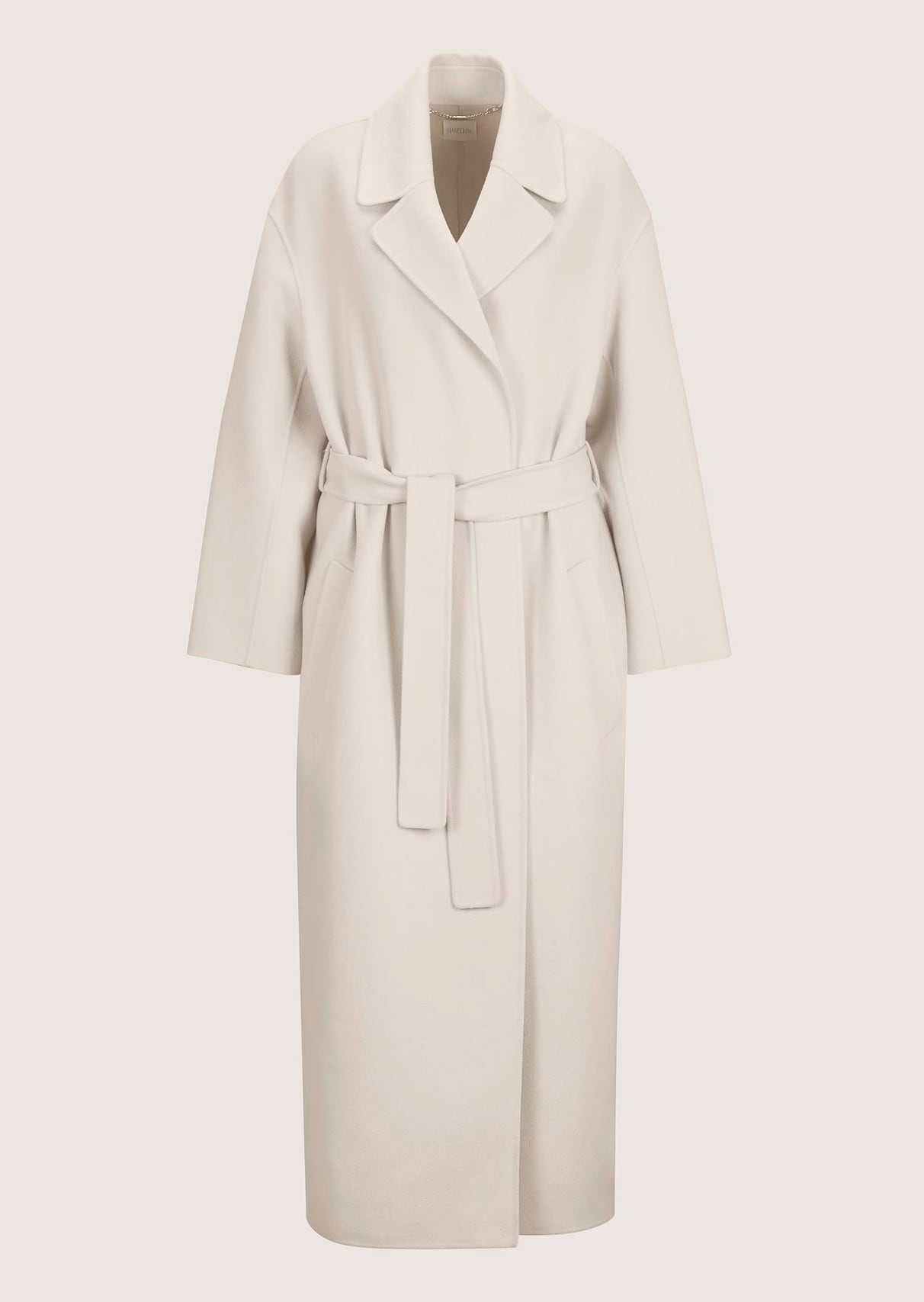 Manteau long en laine avec ceinture à nouer