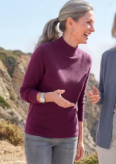 Fijn gebreide tricot pullover met opstaande kraag thumbnail 7