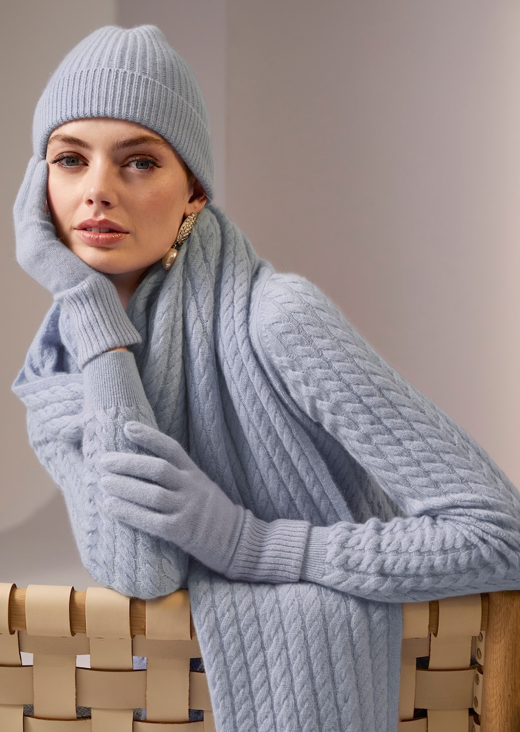 Kaschmir-Schal mit Zopfmuster