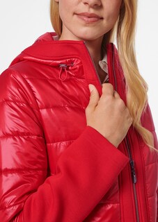 Lange Jacke im Materialmix mit Kapuze thumbnail 5