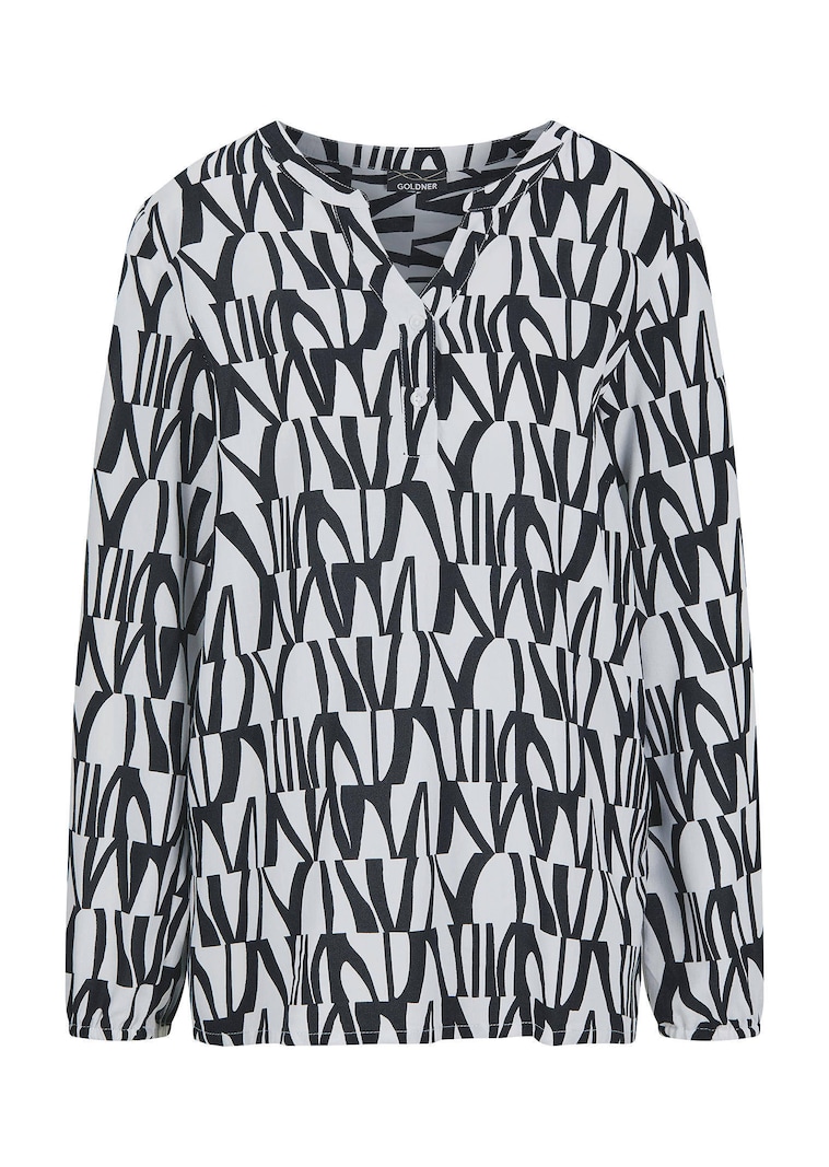 Druckbluse mit Tunikaausschnitt