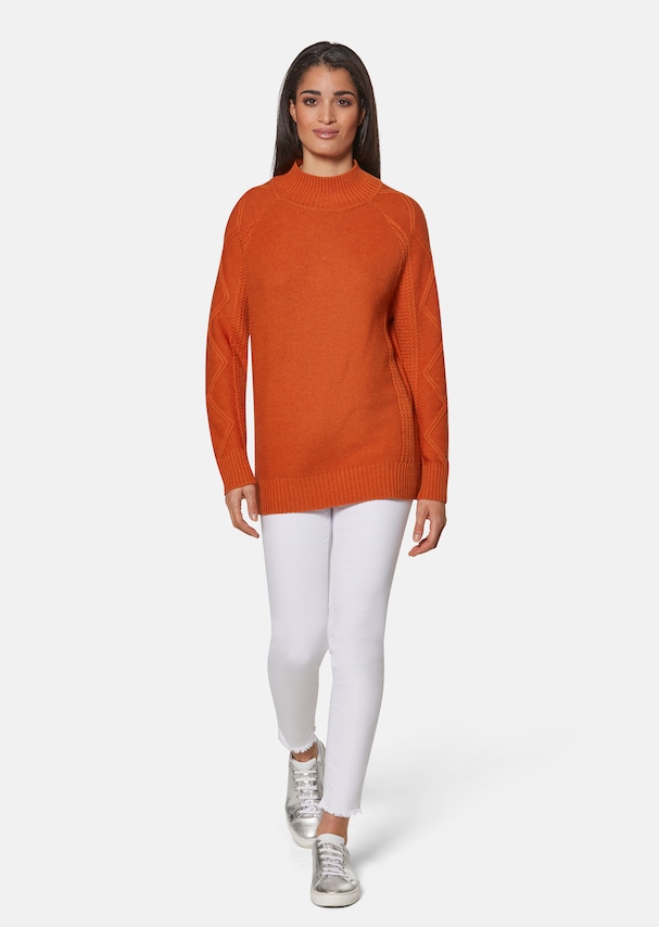 Stand-up collar jumper with pattern mix 1