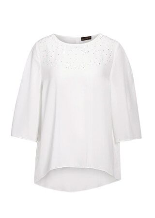 gebroken wit Elegante blouse van chiffon met glittersteentjes