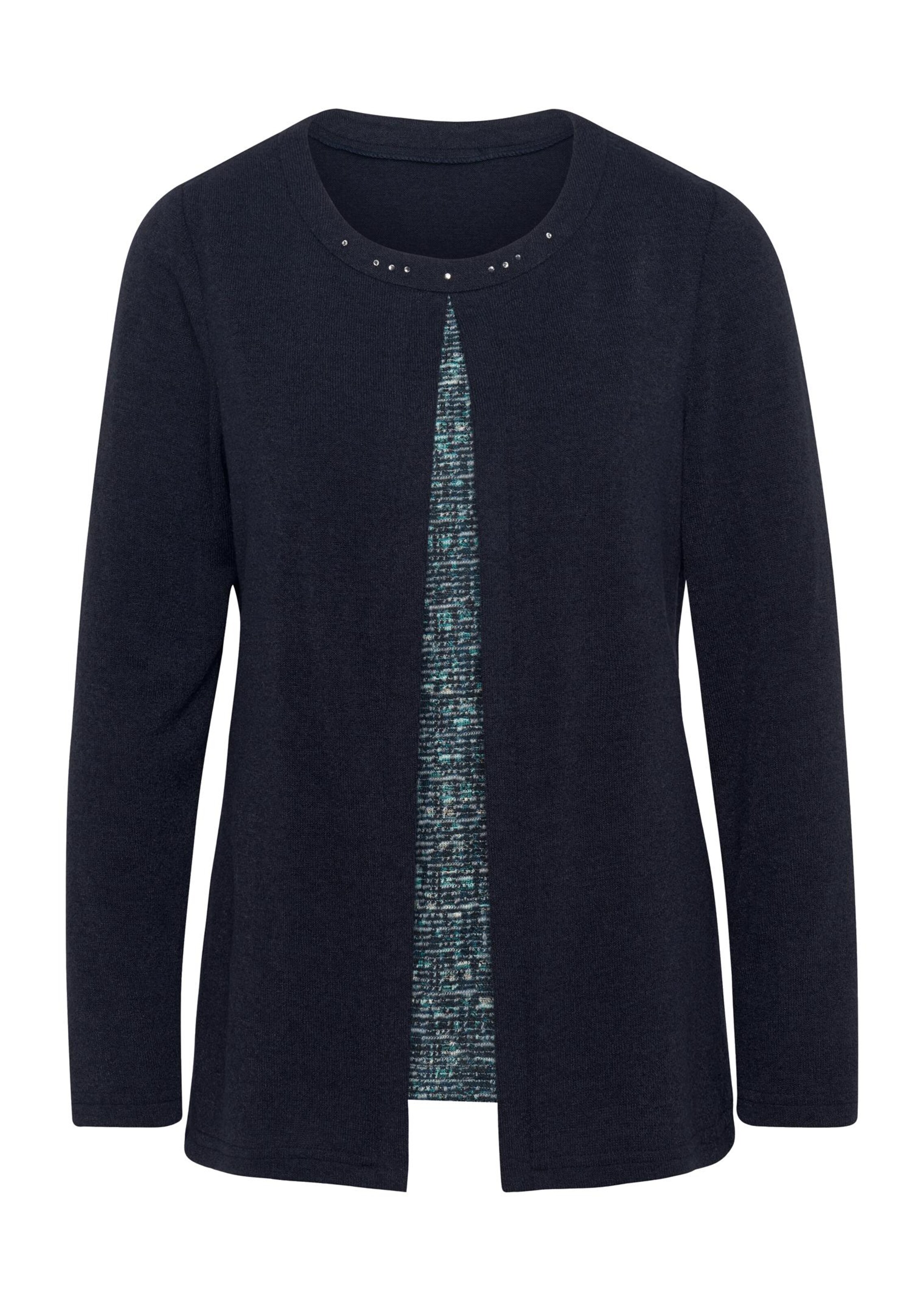 Elégant T-shirt façon ensemble - pétrole / à motifs - Gr. 42 de Goldner Fashion