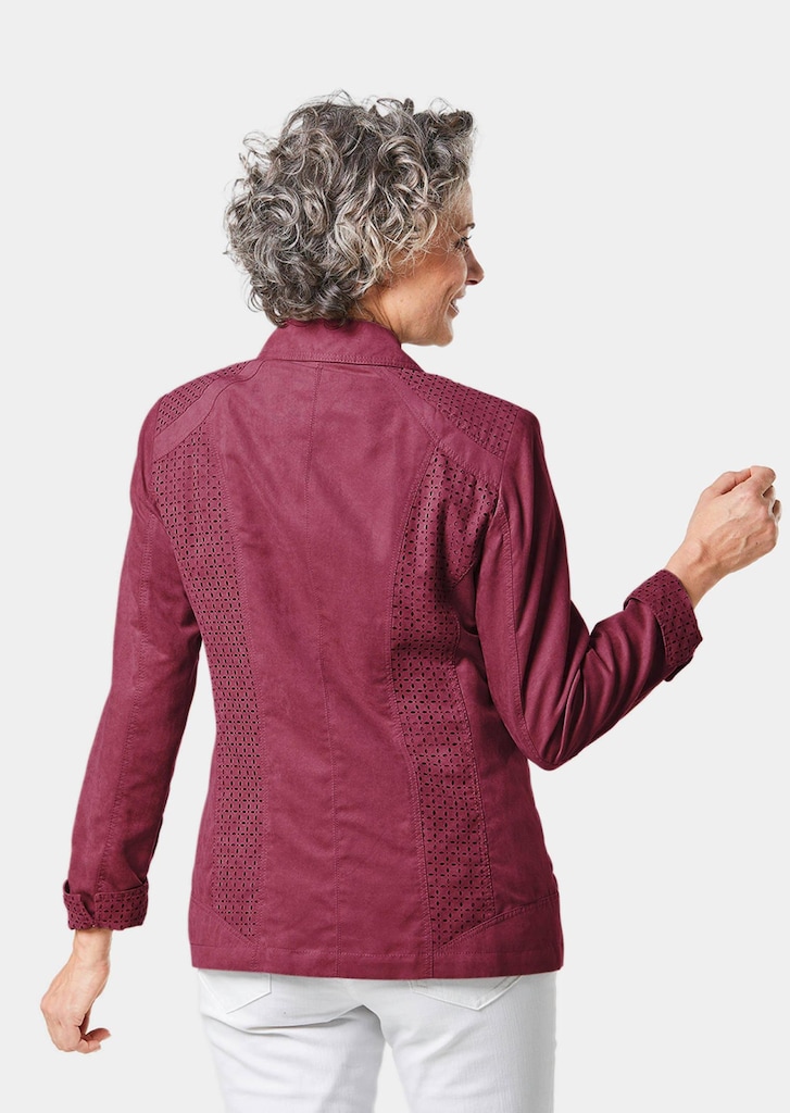 Velourslederimitat-Blazer mit Perforierung