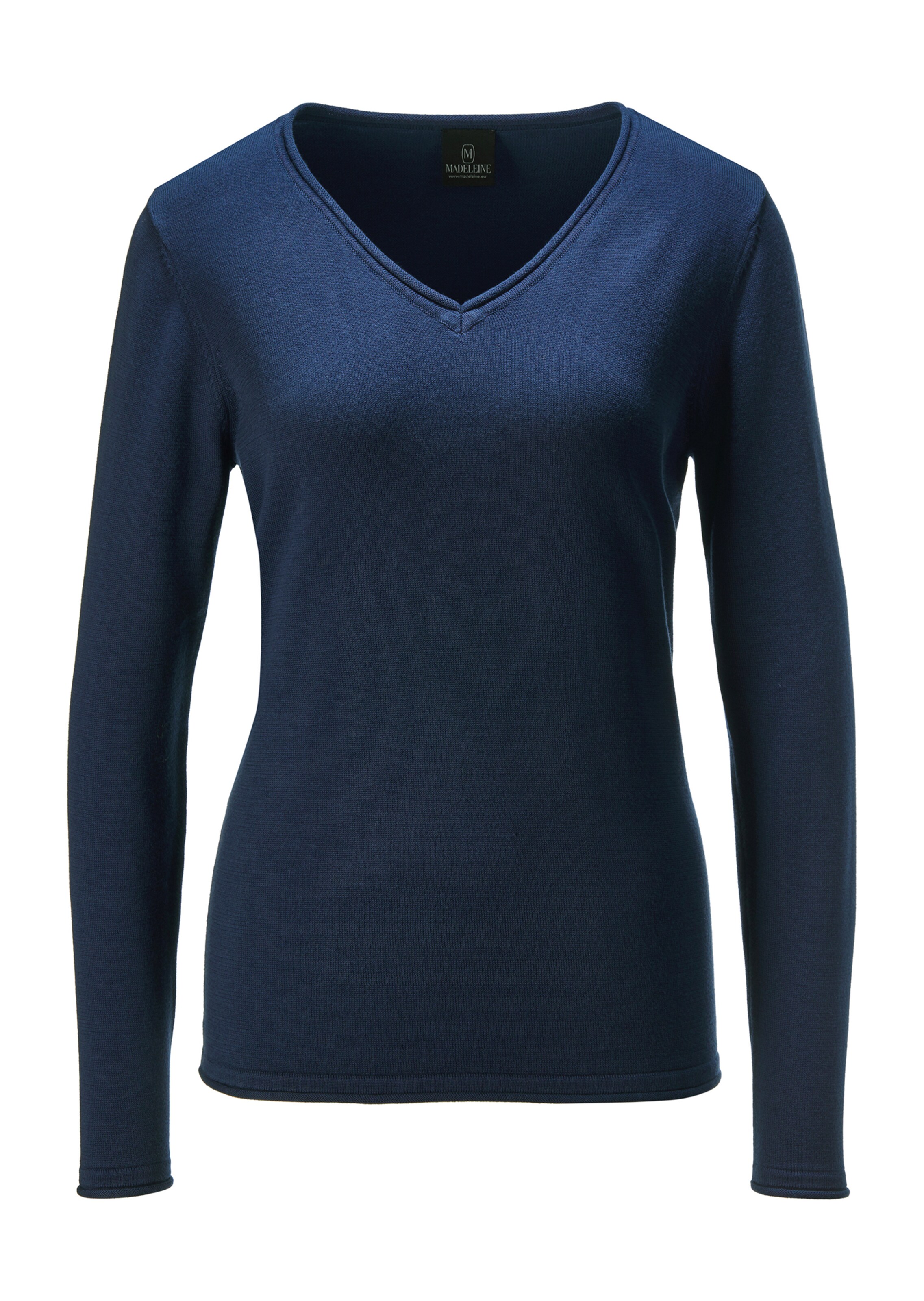 Damen Strickpullover aus Pima Baumwolle mit V-Ausschnitt und langen Ärmeln