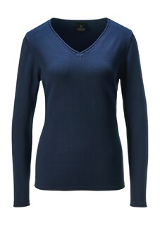Damen Strickpullover aus Pima Baumwolle mit V-Ausschnitt und langen Ärmeln thumbnail 1