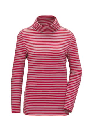 rood / grijs / gestreept Huidvriendelijk gestreept shirt met col