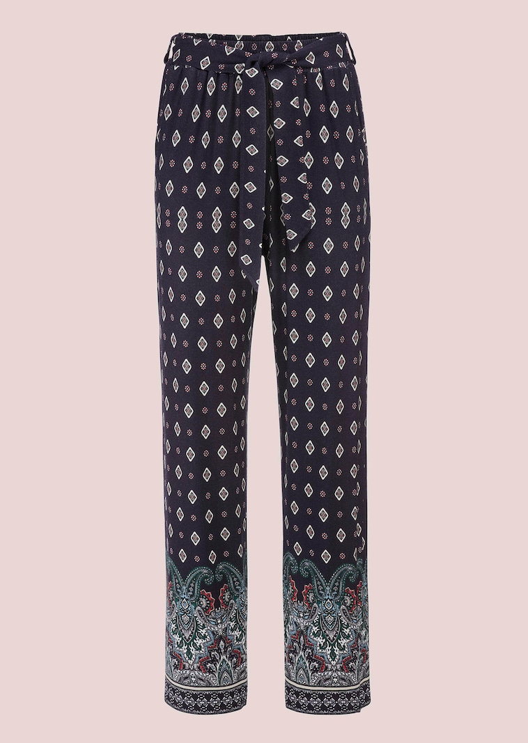 Pantalon de loisirs avec taille élastique et ceinture à nouer