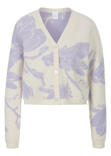 Jacquard cardigan with abstract floral print thumbnail 1
