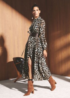 Veloursleder Stiefelette mit hohem Blockabsatz thumbnail 2