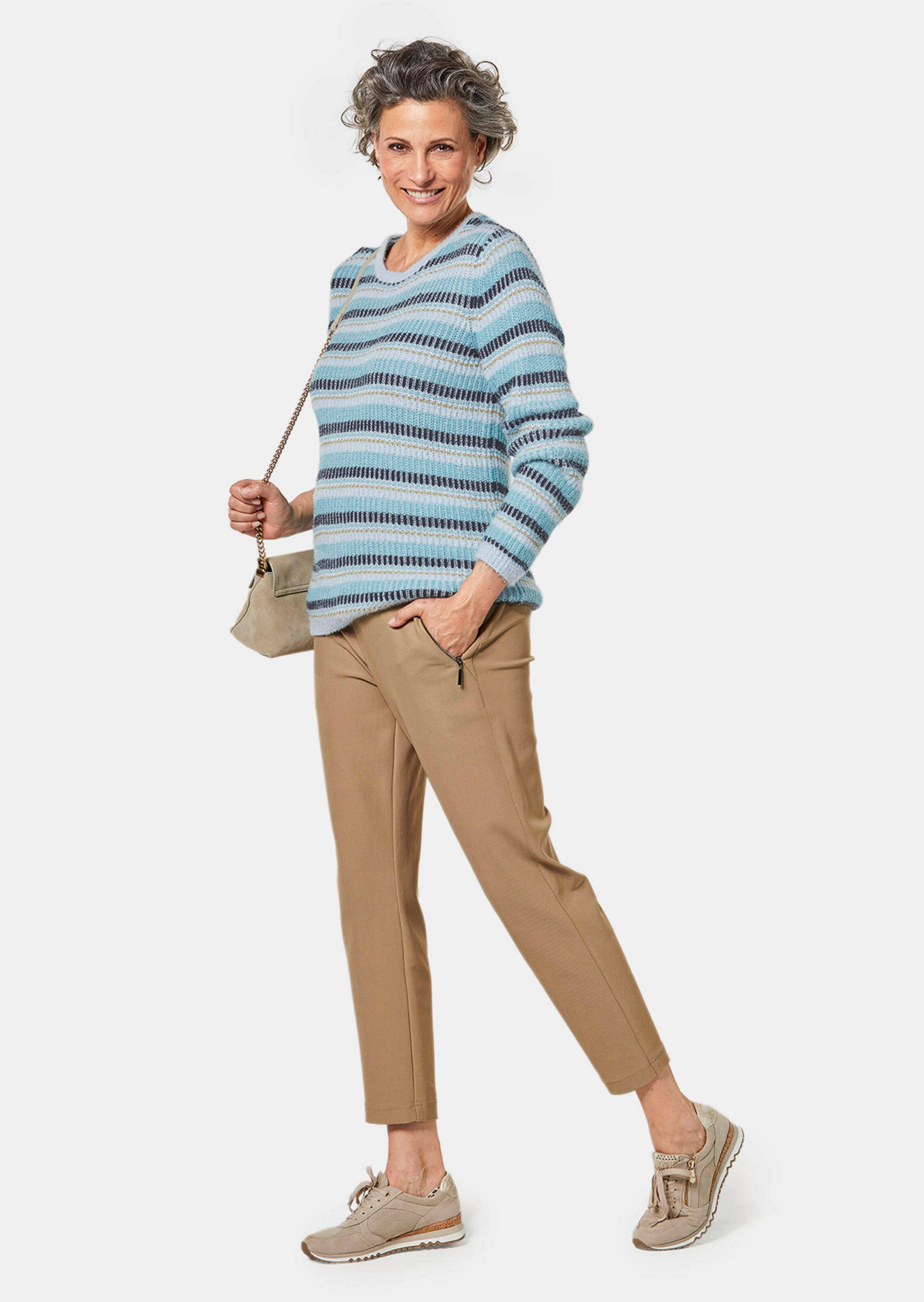 Pull rayé - émeraude / rayé - Gr. 54 de Goldner Fashion