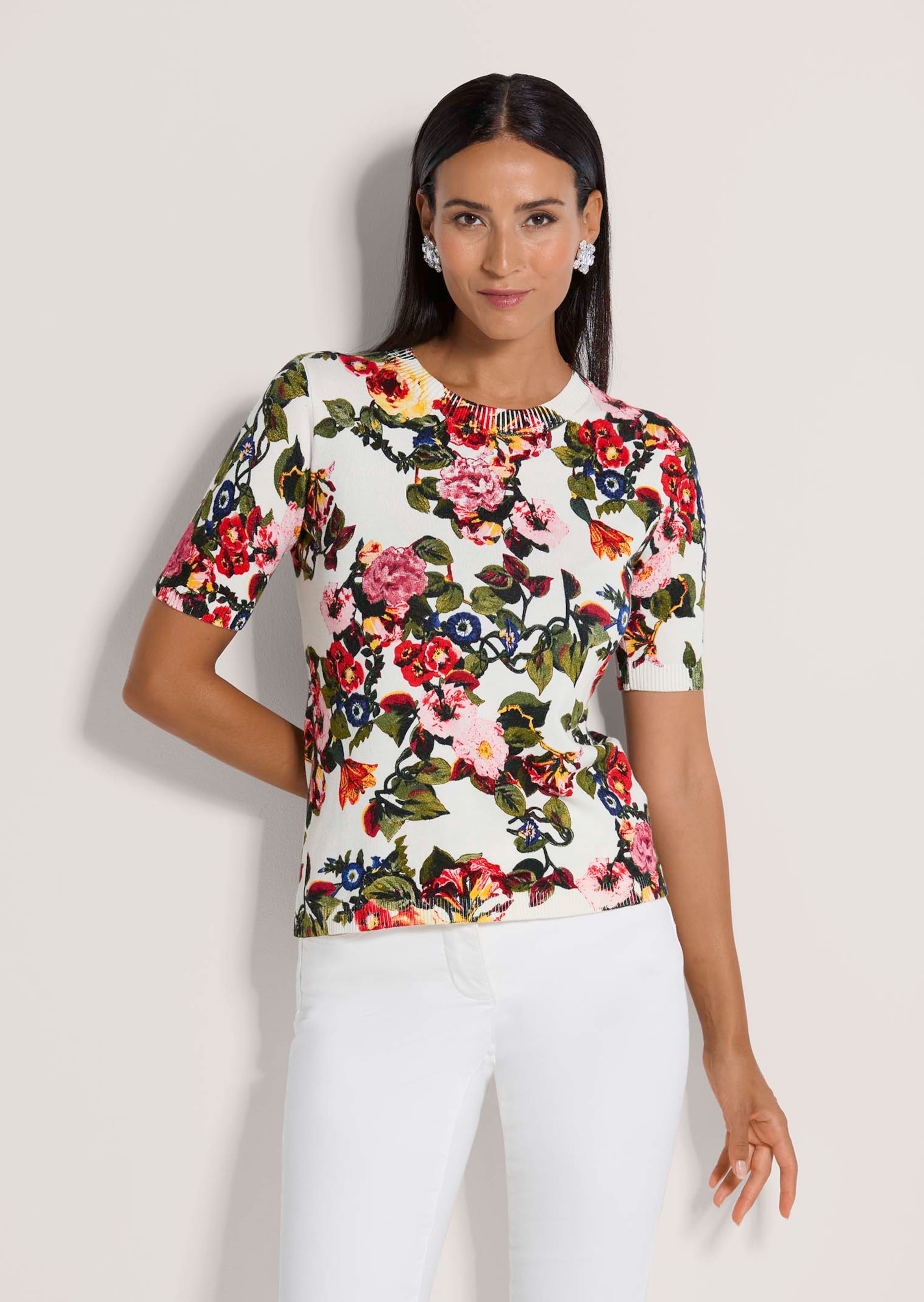 Rundhals-Pullover mit Unikat-Print