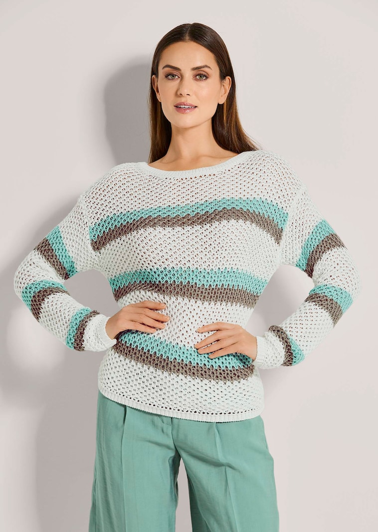 Rundhals-Pullover aus Bändchengarn