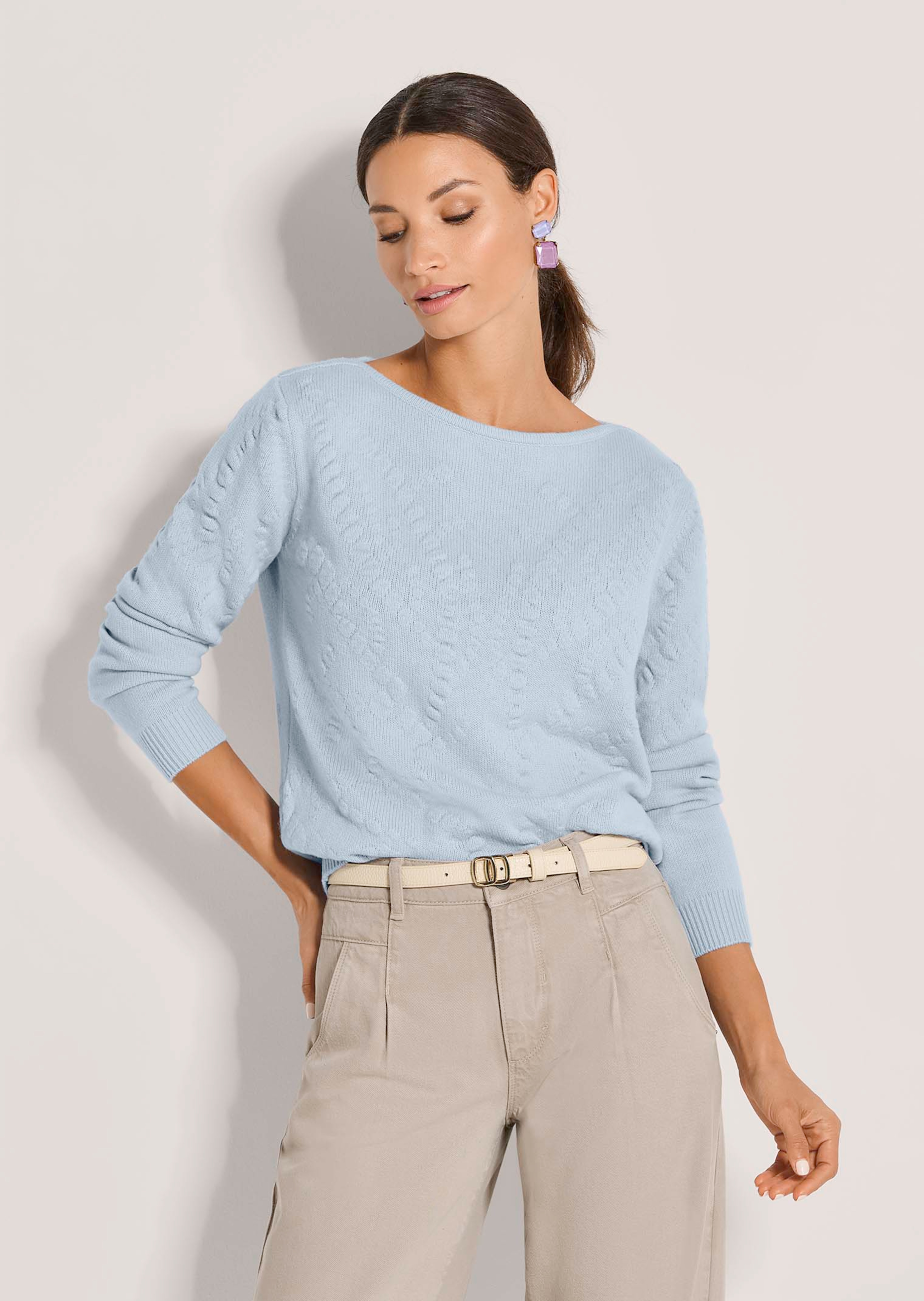 Pullover mit Kaschmir und Strukturstrick