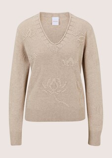 Strickpullover mit tonigem Floral-Muster thumbnail 6