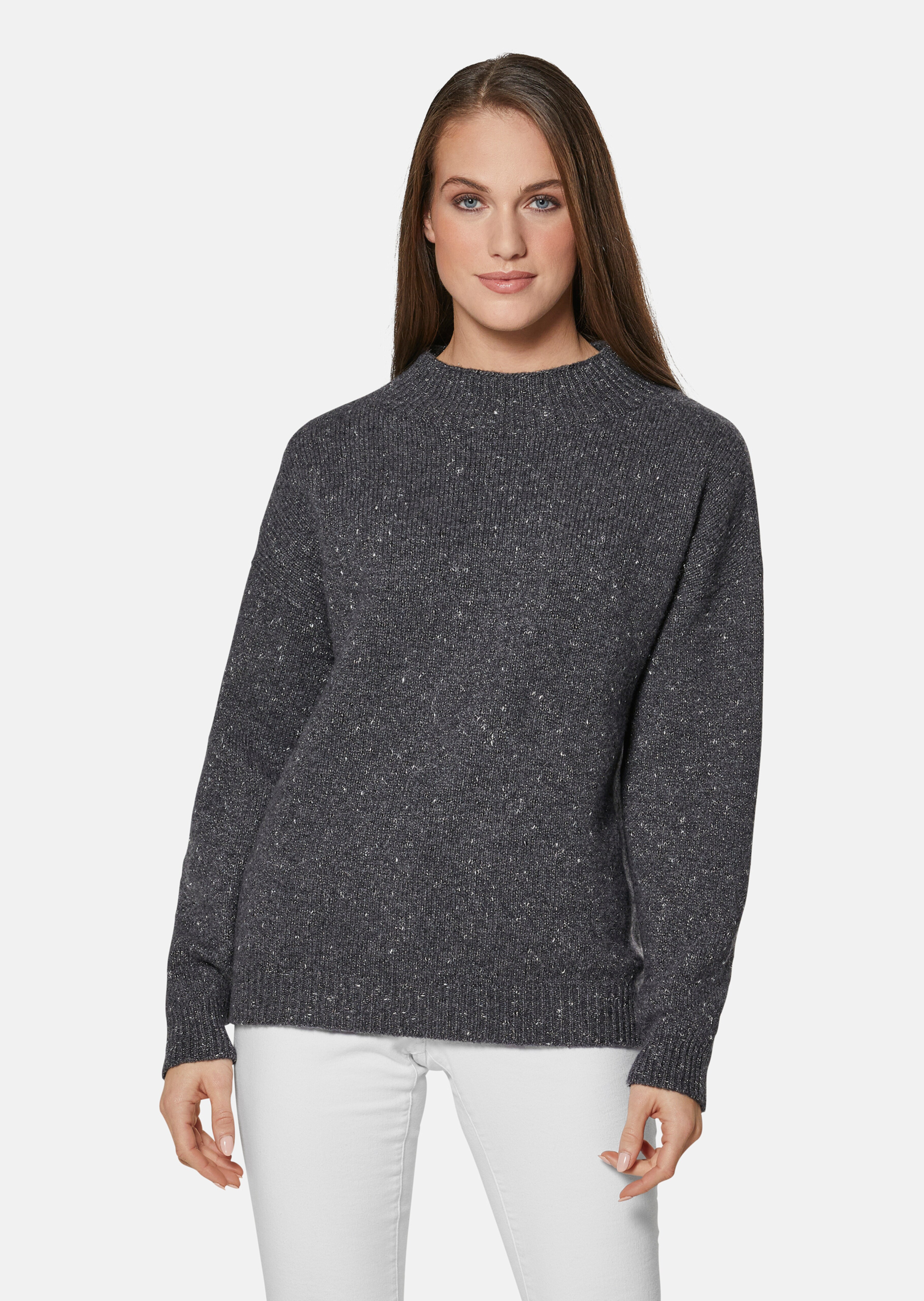 Stehkragenpullover mit Glanz-Effekt