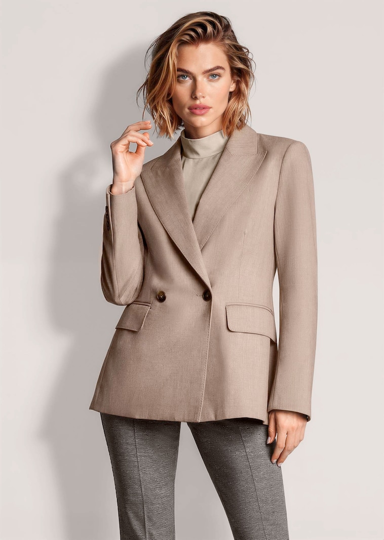 Double-breasted blazer with decorative topstitching