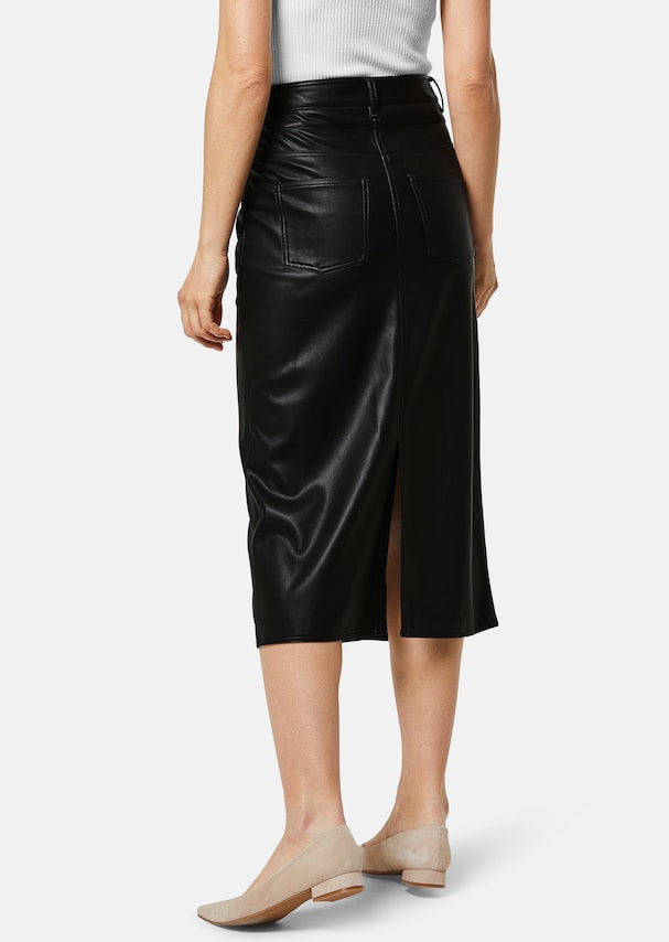 Calf-length faux leather skirt 2